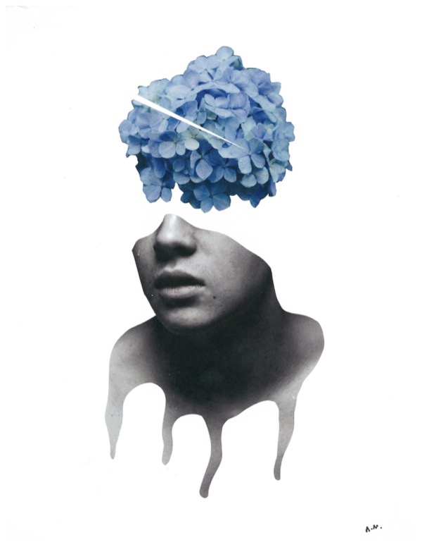 split flowers above lower half of face